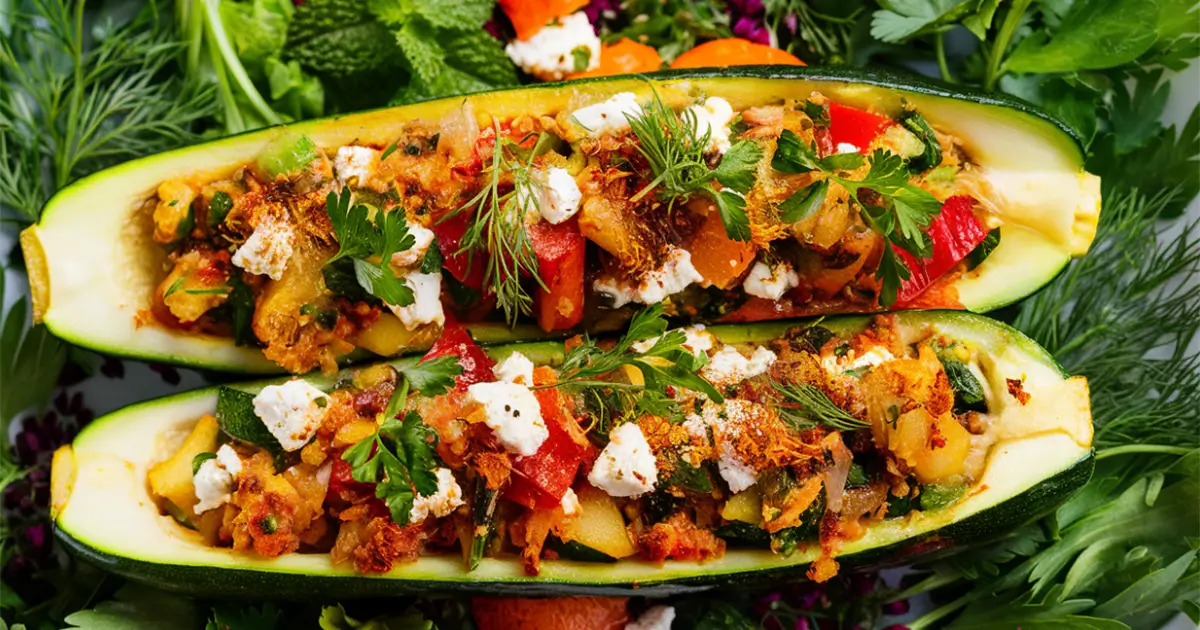 Mediterranean Stuffed Zucchini