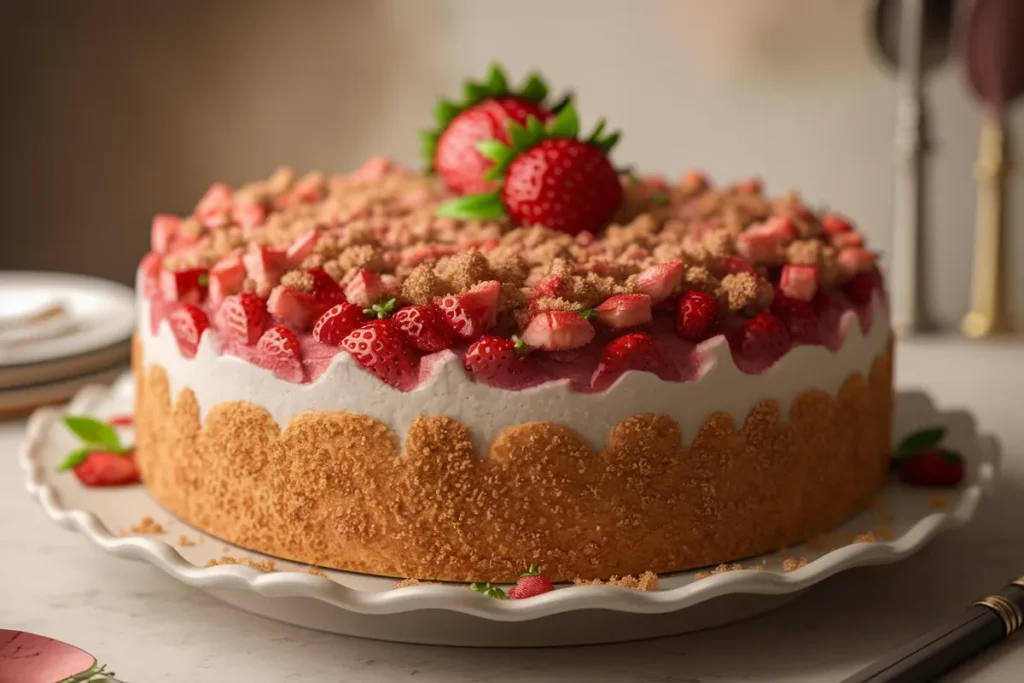 How many calories are in a strawberry crunch cake?