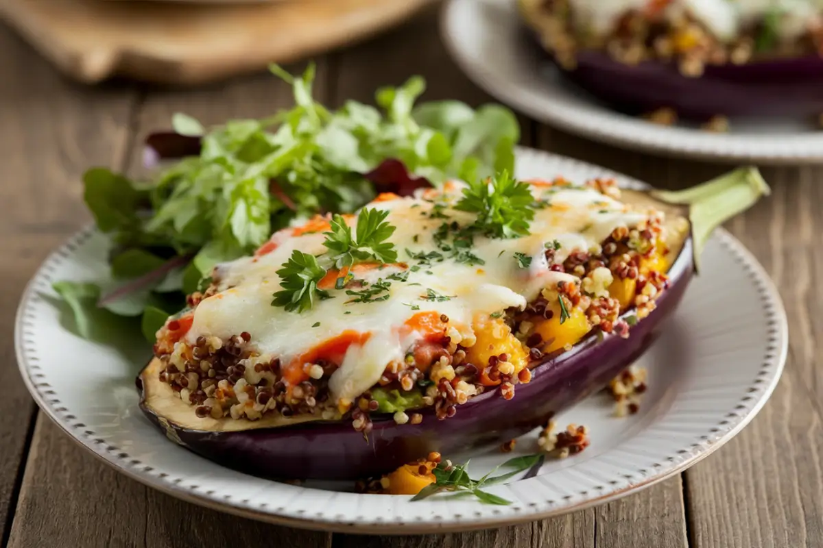 Delicious stuffed eggplant vegetarian