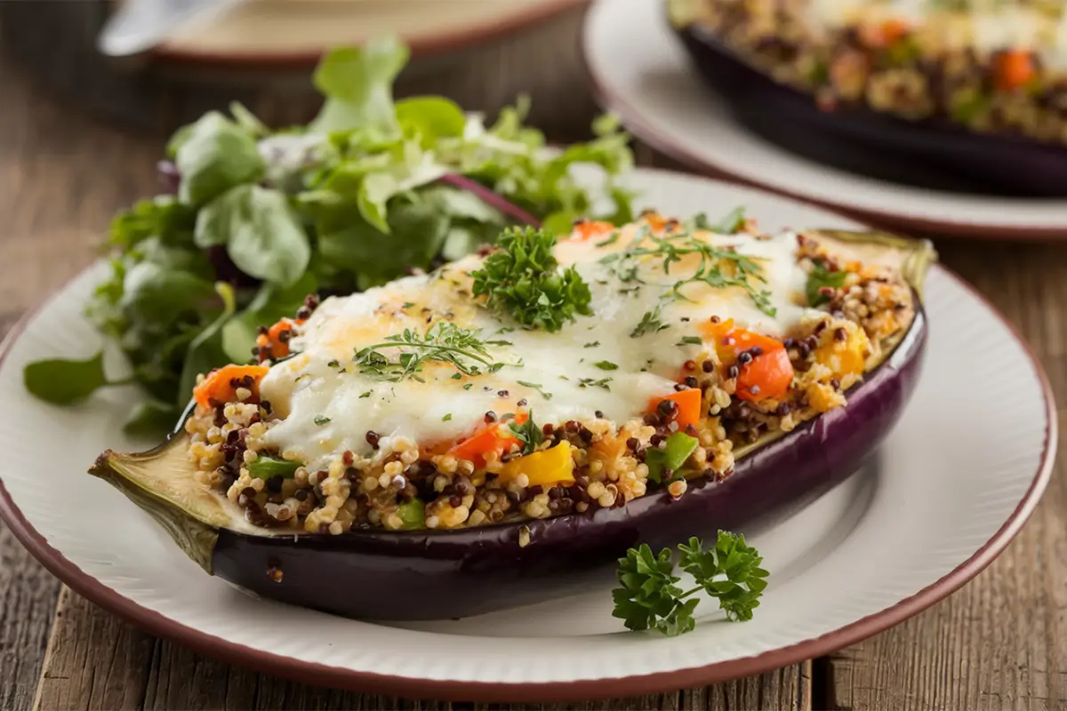 Delicious stuffed eggplant vegetarian