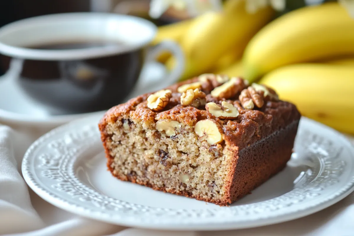 How many calories are in a slice of banana bread with walnuts?