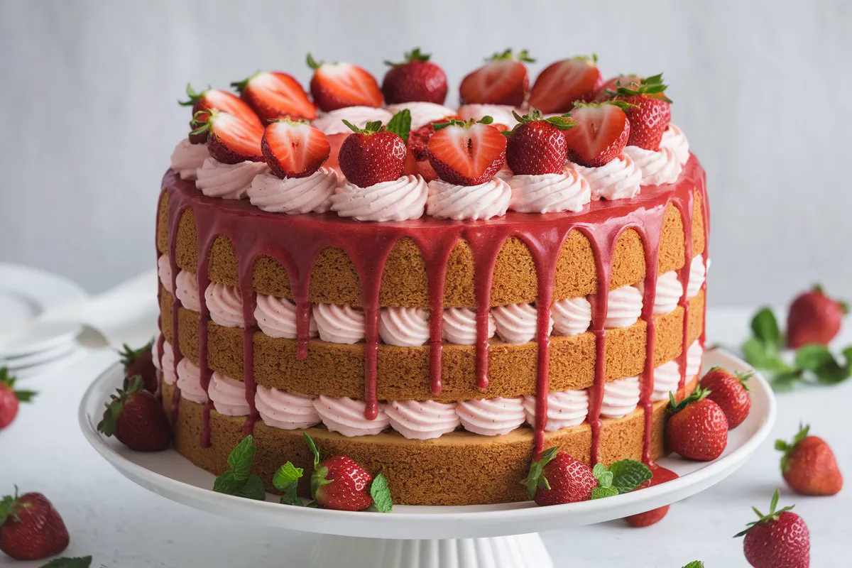 How to Make Sweet and Big Strawberry Cake?