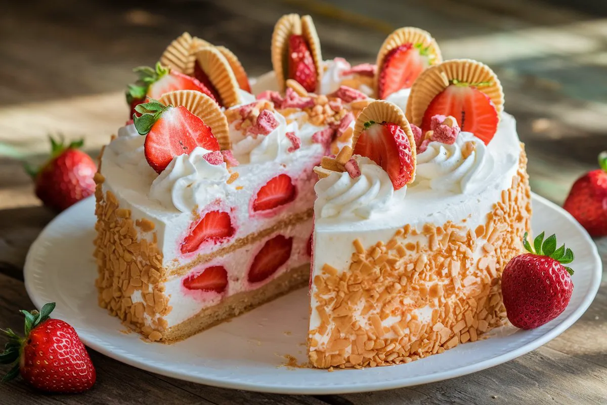 strawberry crunch poke cake