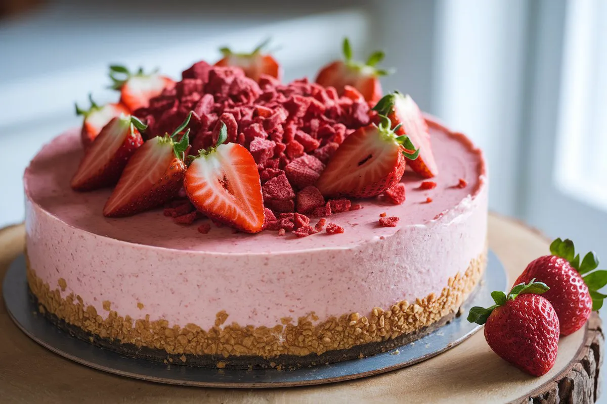 strawberry crunch cheesecake