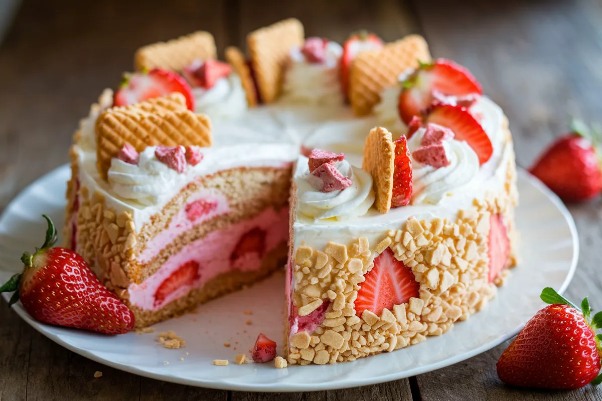 strawberry crunch poke cake