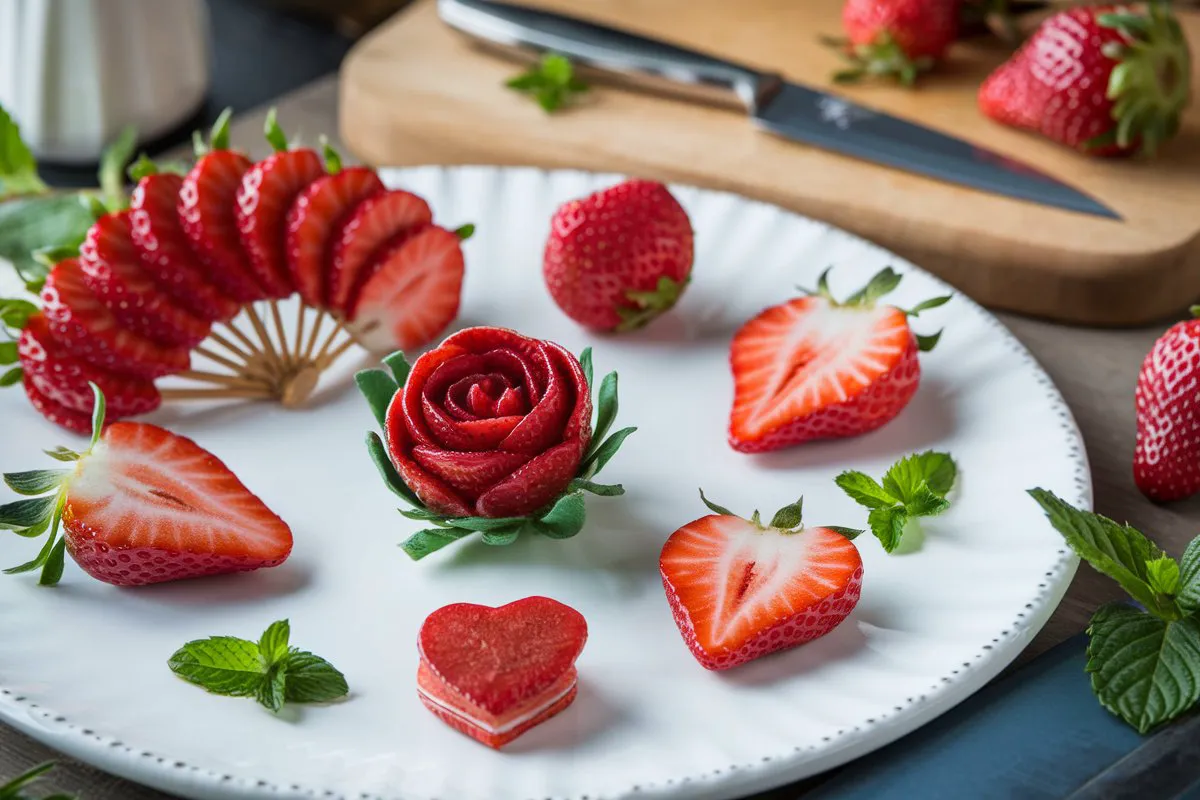 How to make strawberry garnishes?