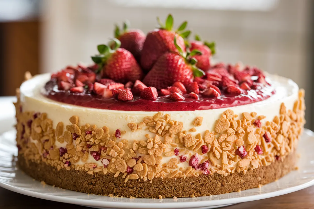 strawberry crunch cheesecake